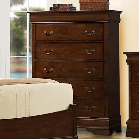 Transitional Brown Cherry 6-Drawer Chest